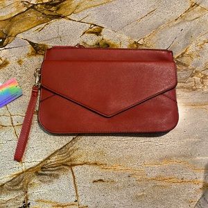 Red Clutch Wristlet Wedding Prom Black Tie/ Zip Closure/ Front Snap Pocket